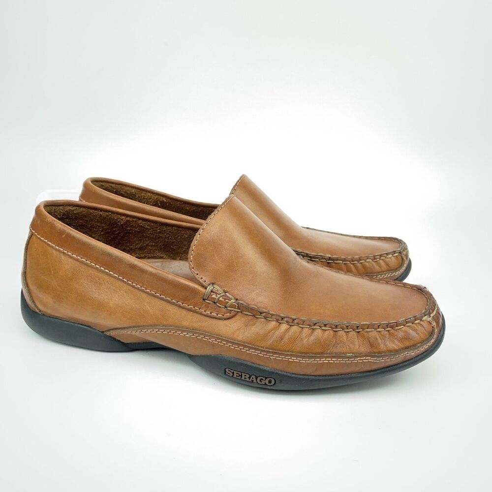 SEBAGO Mens US 8.5 Breckenridge Slip On Loafers Leather Brown Comfort Boat Shoes